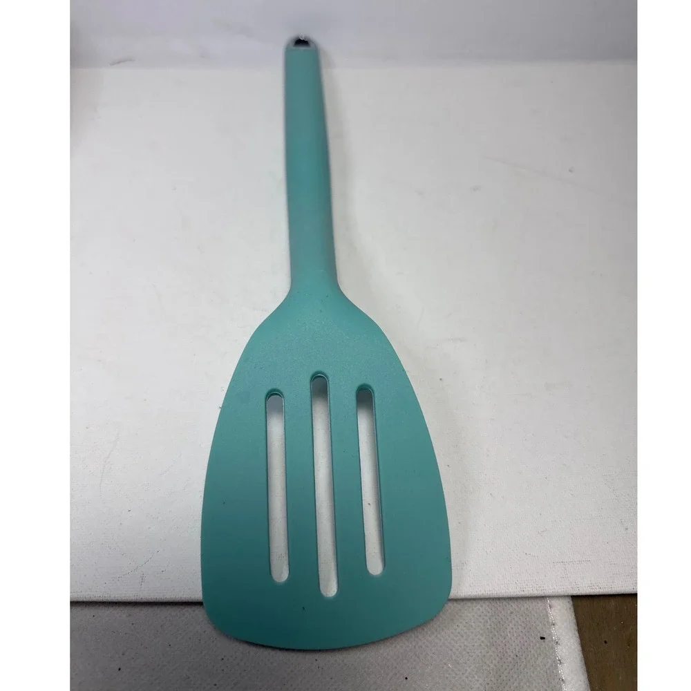 KitchenAid Slotted Turner Spatula Turquoise Teal Silicone Chrome Excellent
